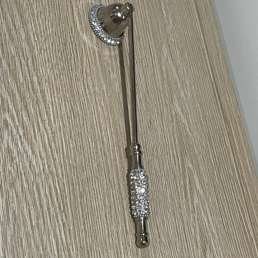 Silver Metal Candle Snuffer with Crystals